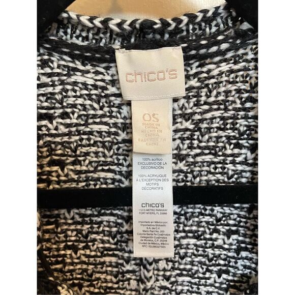 Chicos Black-And-White Knit Ruana One Size - Picture 9 of 15
